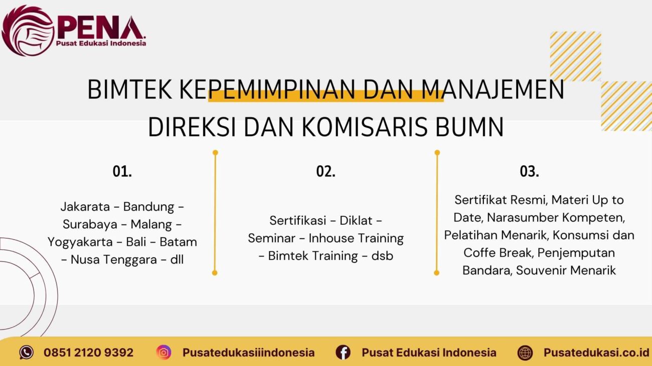 Bimtek Kepemimpinan dan Manajemen untuk Direksi dan Komisaris BUMN Terbaru 2025/2026