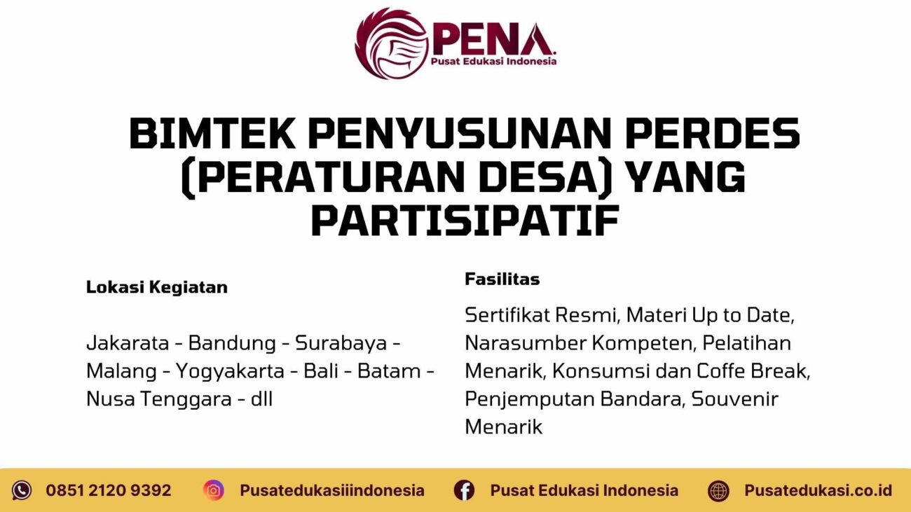 Bimtek Penyusunan Perdes (Peraturan desa) yang partisipatif Terbaru 2025/2026