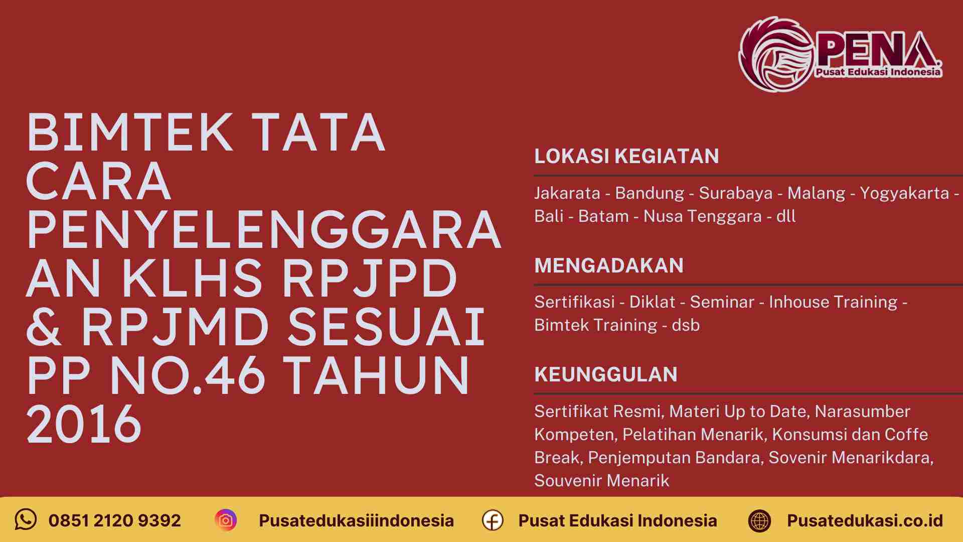 Bimtek Tata Cara Penyelenggaraan KLHS untuk RPJPD dan RPJMD sesuai PP No 46 Tahun 2016 Terbaru 2025/2026